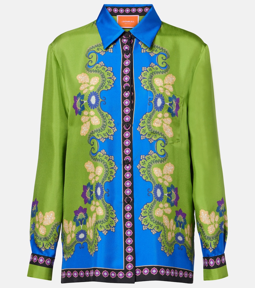 La Doublej Women's Green Boy Printed Silk Shirt UK Size 12 - Mytheresa