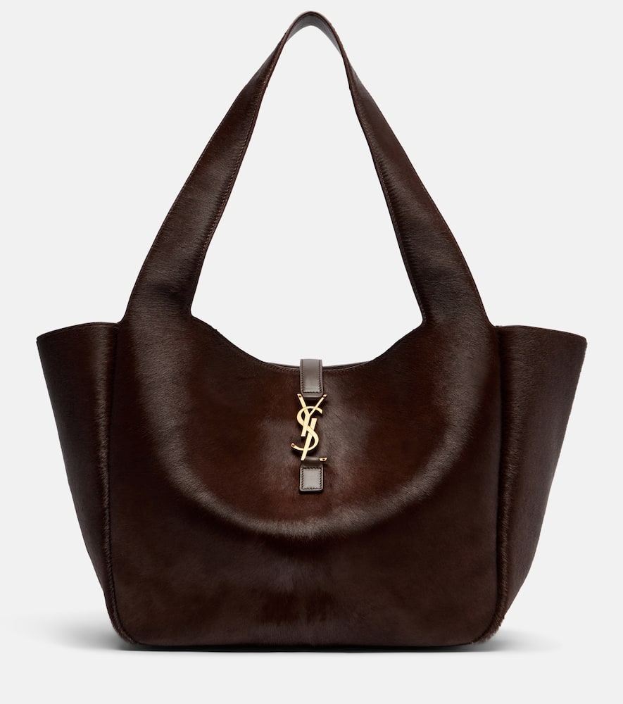 Saint Laurent Le 5 À 7 Bea Calf Hair Tote Bag In Brown