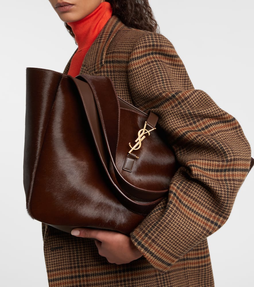 Saint Laurent Le 5 À 7 Bea Calf Hair Tote Bag In Brown