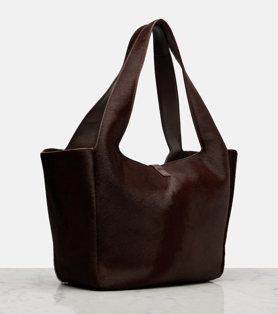 Saint Laurent Le 5 À 7 Bea Calf Hair Tote Bag In Brown