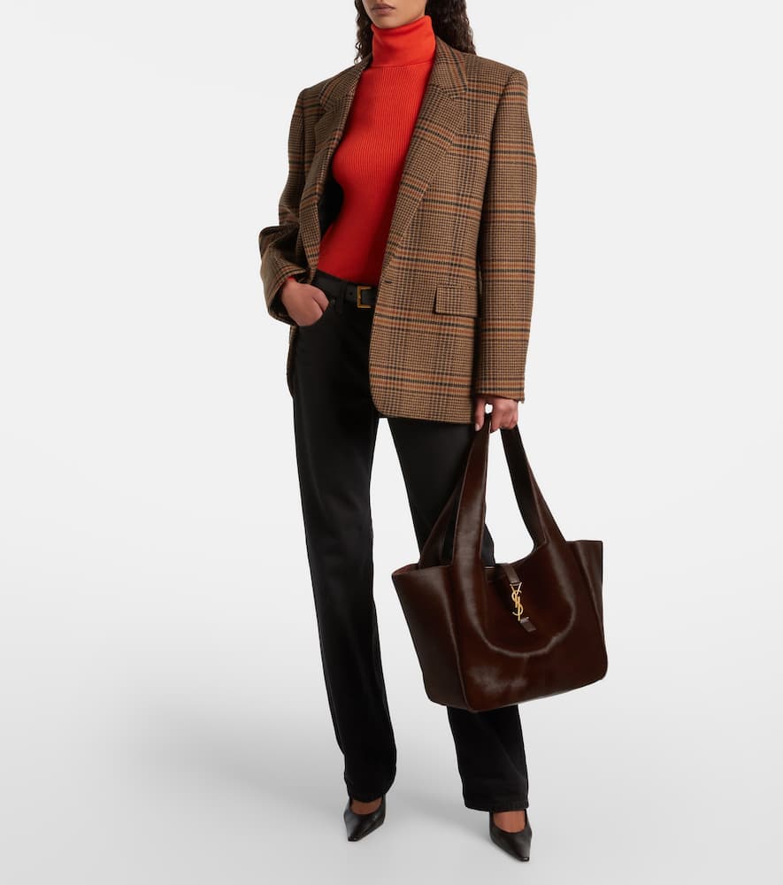 Saint Laurent Le 5 À 7 Bea Calf Hair Tote Bag In Brown