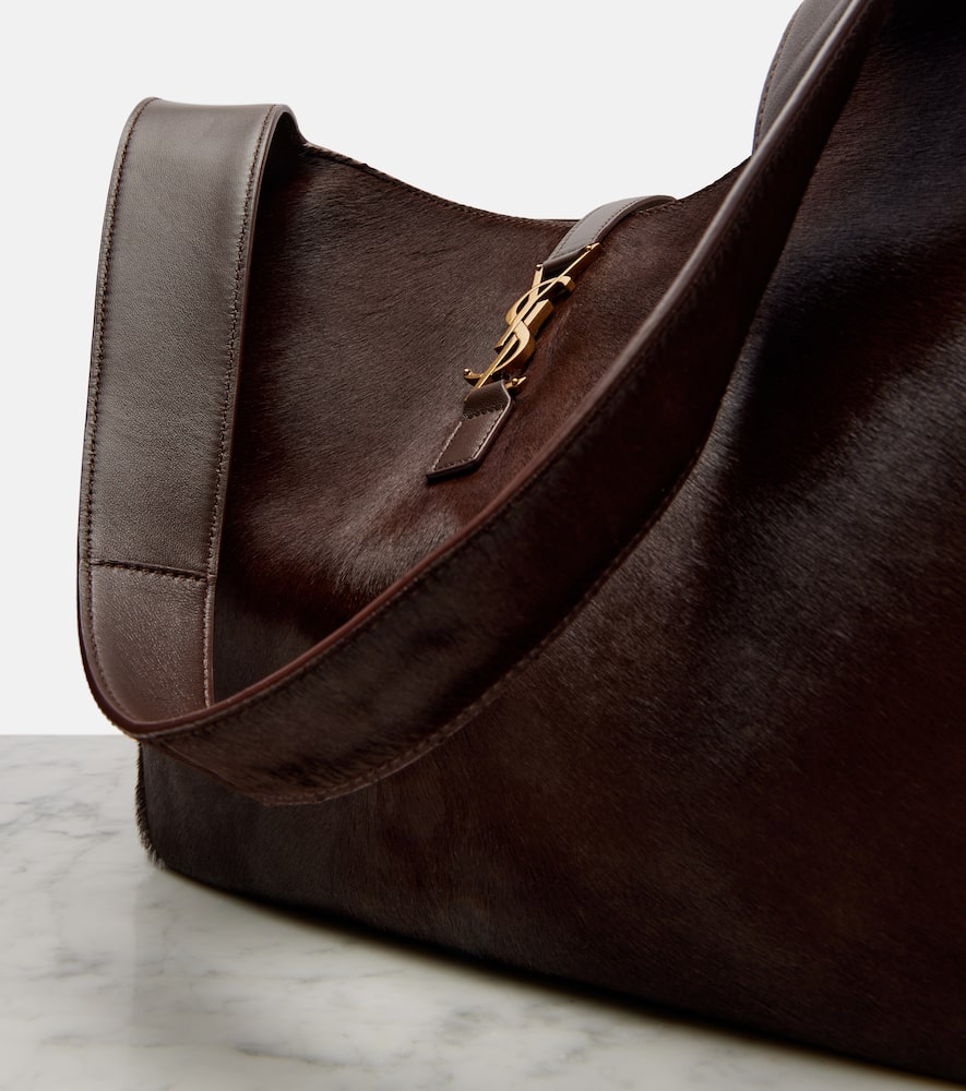 Saint Laurent Le 5 À 7 Bea Calf Hair Tote Bag In Brown