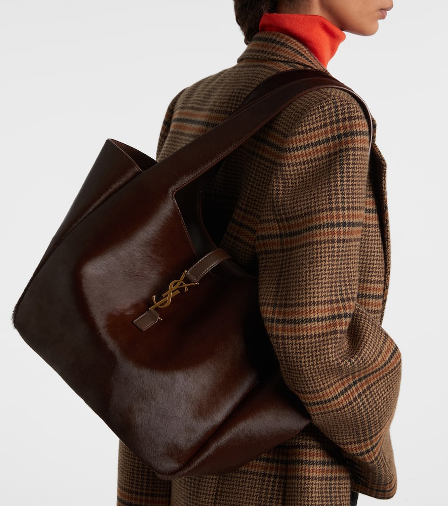 Saint Laurent Le 5 À 7 Bea Calf Hair Tote Bag In Brown