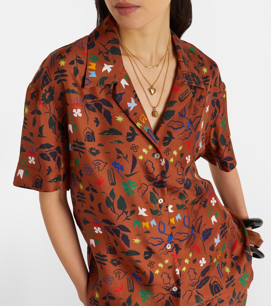  Asceno Asceno Camisa Prague De Sarga De Seda Estampada 