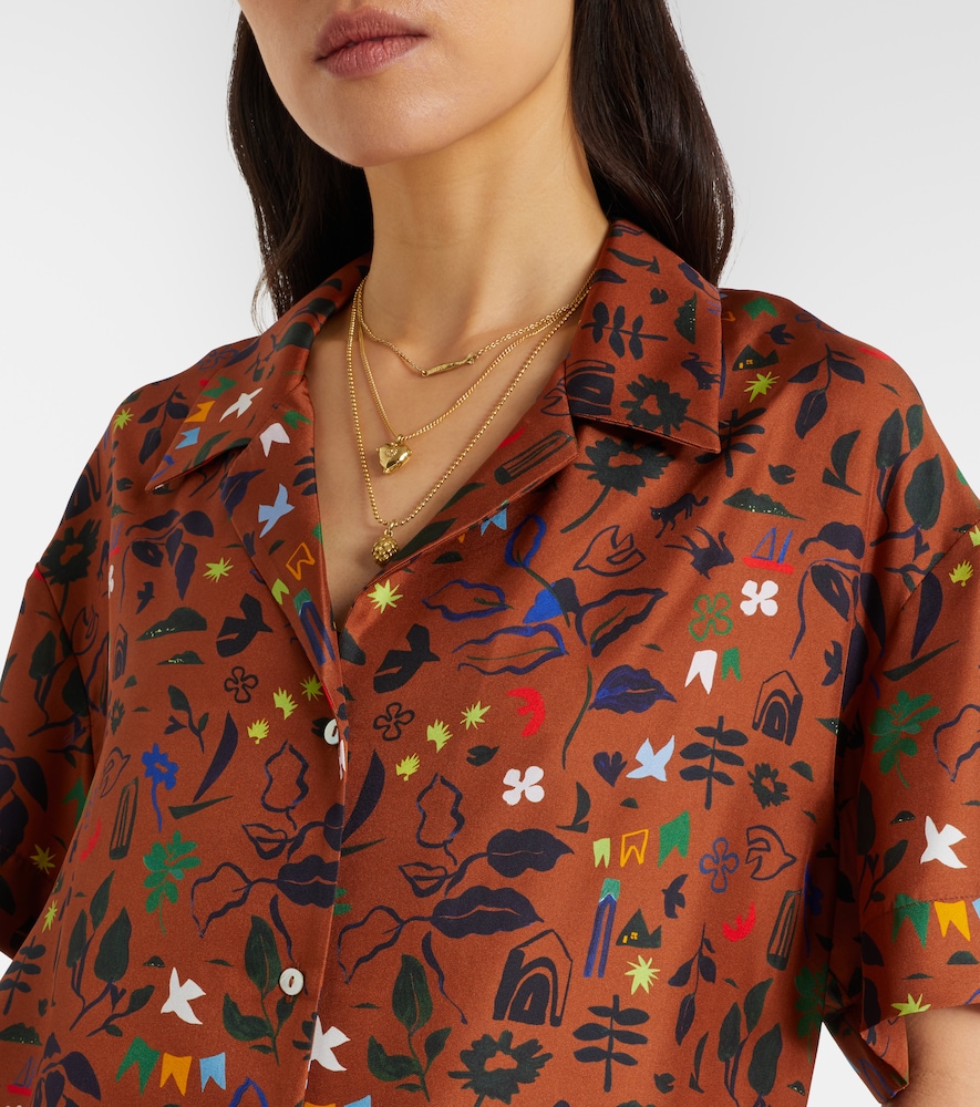  Asceno Asceno Camisa Prague De Sarga De Seda Estampada 