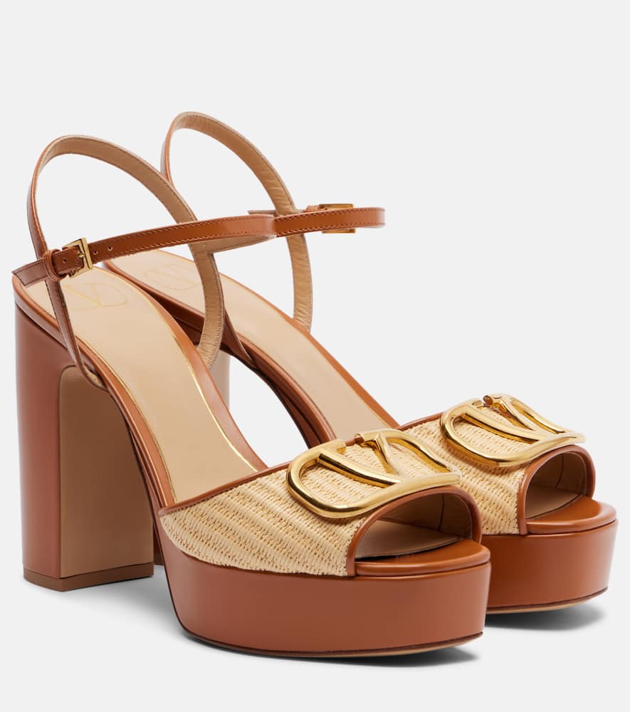 Valentino Garavani Vlogo Leather-trimmed Platform Sandals