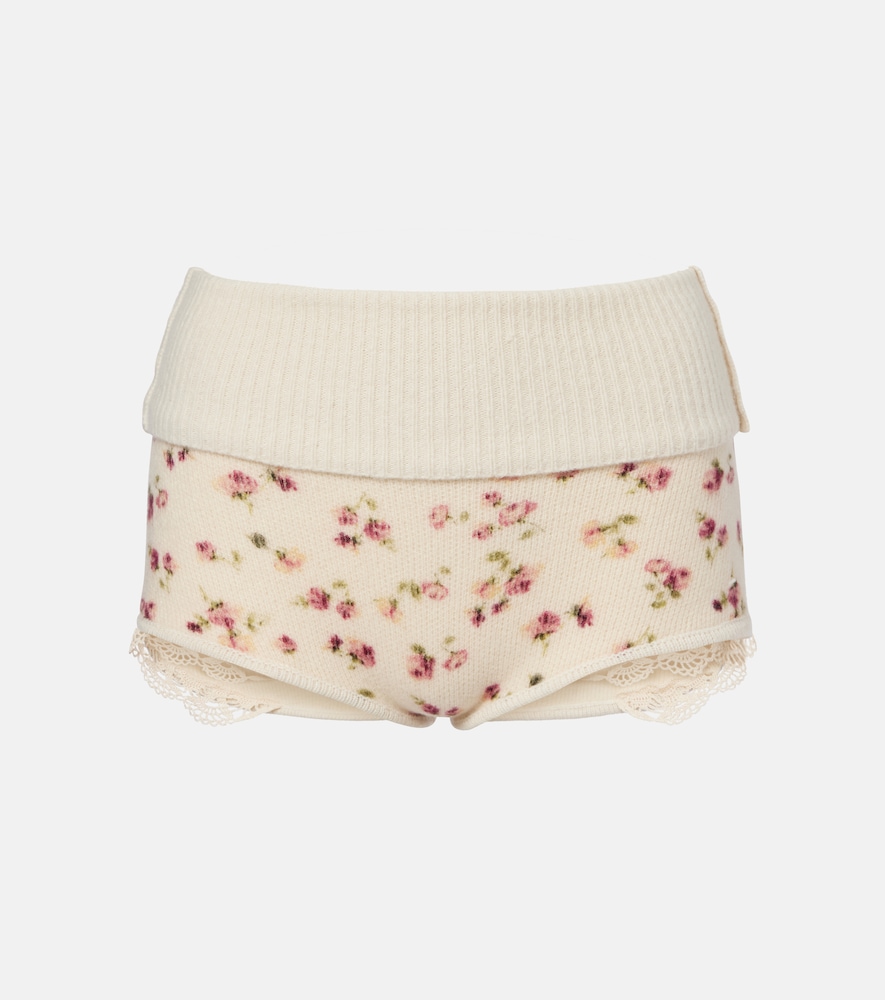 Magda Butrym Floral wool, silk, and cashmere shorts