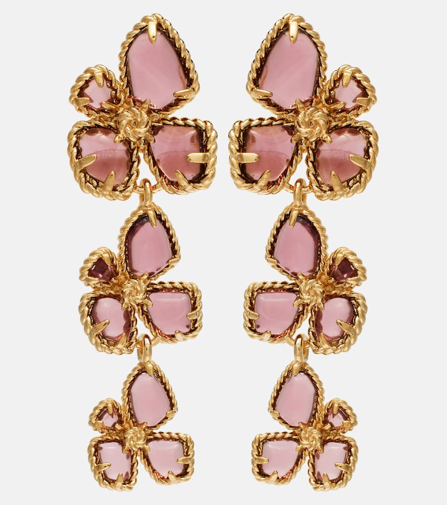 Zimmermann Womens Gold Burgundy Bloom Large Dangles 12ct Gold-plated Brass Drop Earrings In Gold