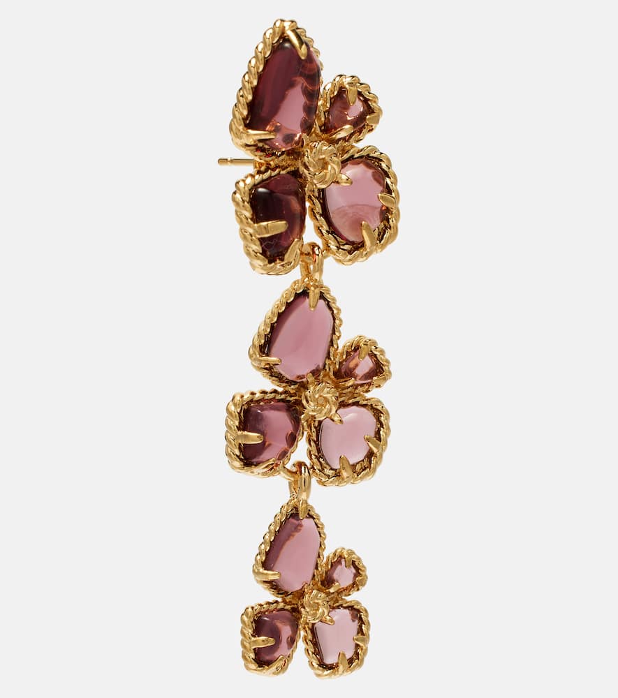 Zimmermann Womens Gold Burgundy Bloom Large Dangles 12ct Gold-plated Brass Drop Earrings In Gold