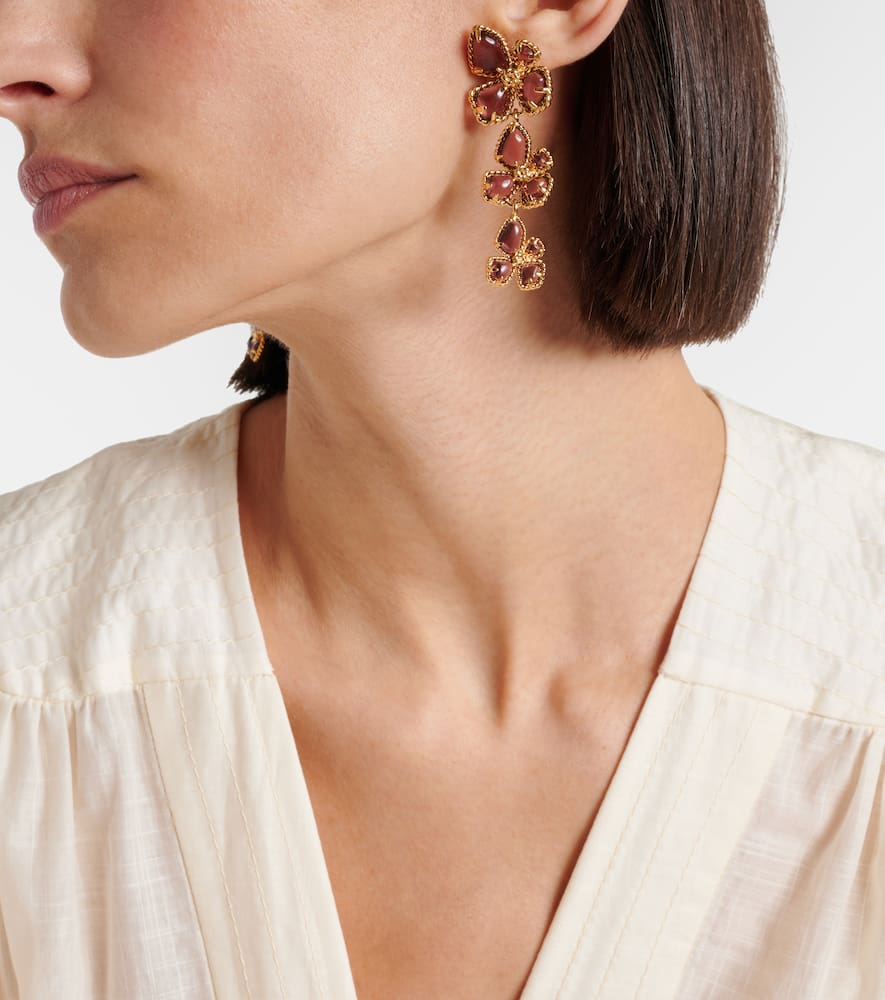 Zimmermann Womens Gold Burgundy Bloom Large Dangles 12ct Gold-plated Brass Drop Earrings In Gold