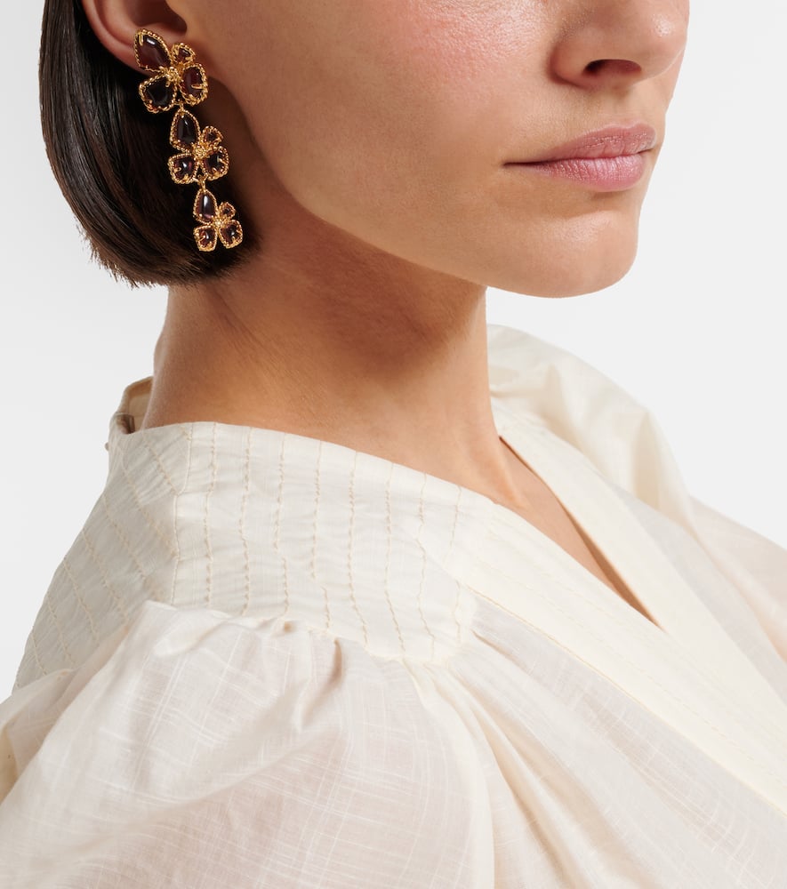 Zimmermann Womens Gold Burgundy Bloom Large Dangles 12ct Gold-plated Brass Drop Earrings In Gold