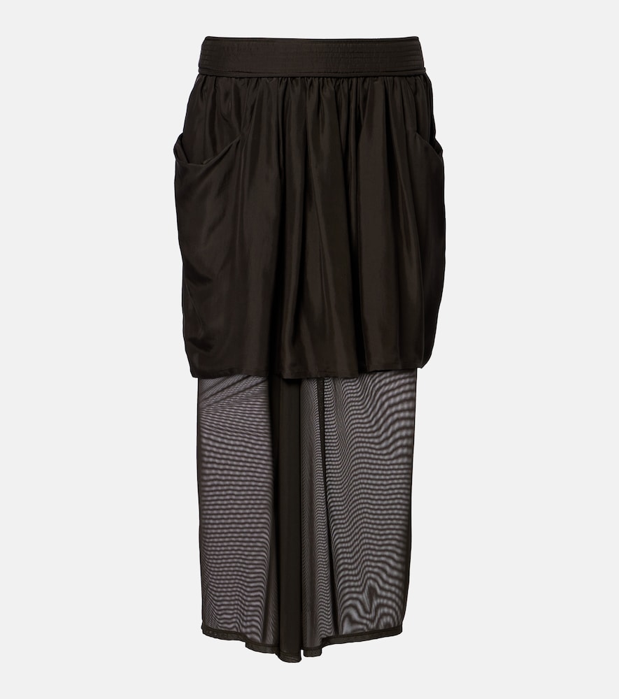 Lemaire Draped semi-sheer silk midi skirt