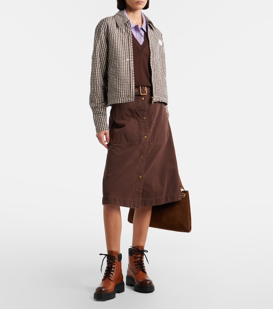 Moncler Belted denim midi skirt