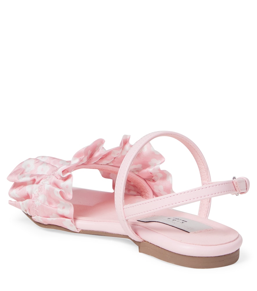  Stella Mccartney Kids Stella Mccartney Kids Floral Ruffled Satin Sandals 