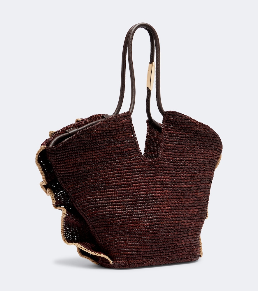Goldentime Medium Ruffled Raffia Tote Bag