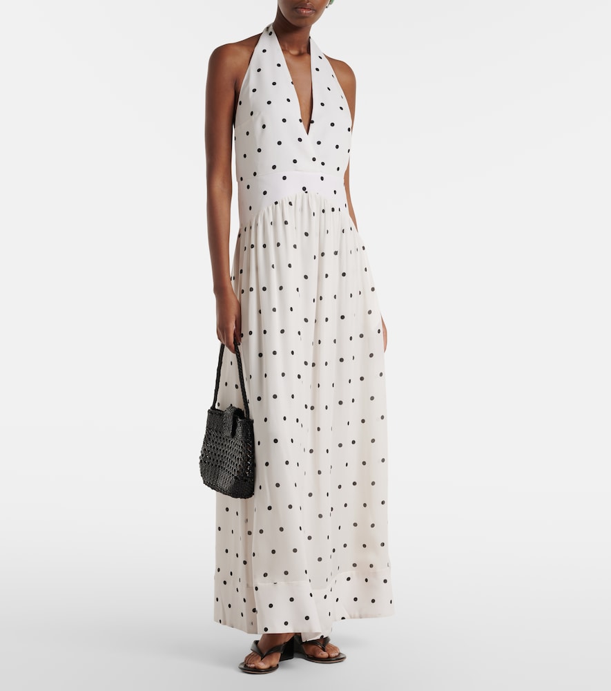 Adriana Degreas Polka-dot halterneck maxi dress