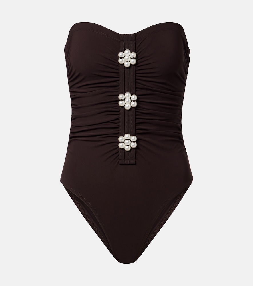 Karla Colletto Maya embellished bandeau swimsuit