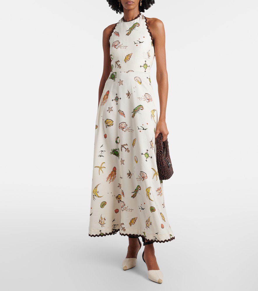Alémais Printed halterneck midi dress