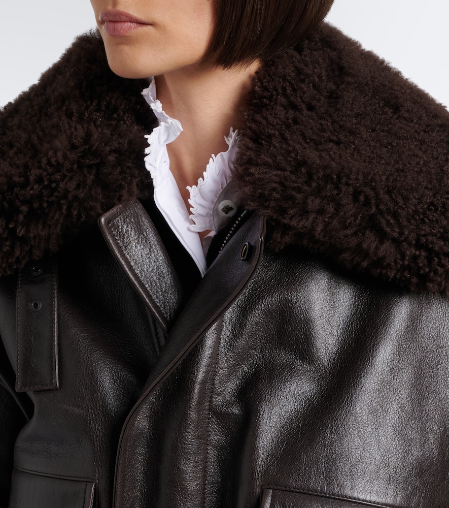 Shearling-Trimmed Leather Blouson Jacket