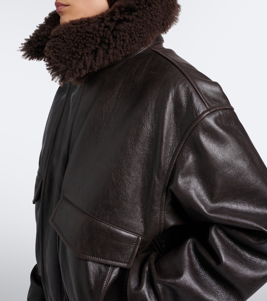 Shearling-Trimmed Leather Blouson Jacket