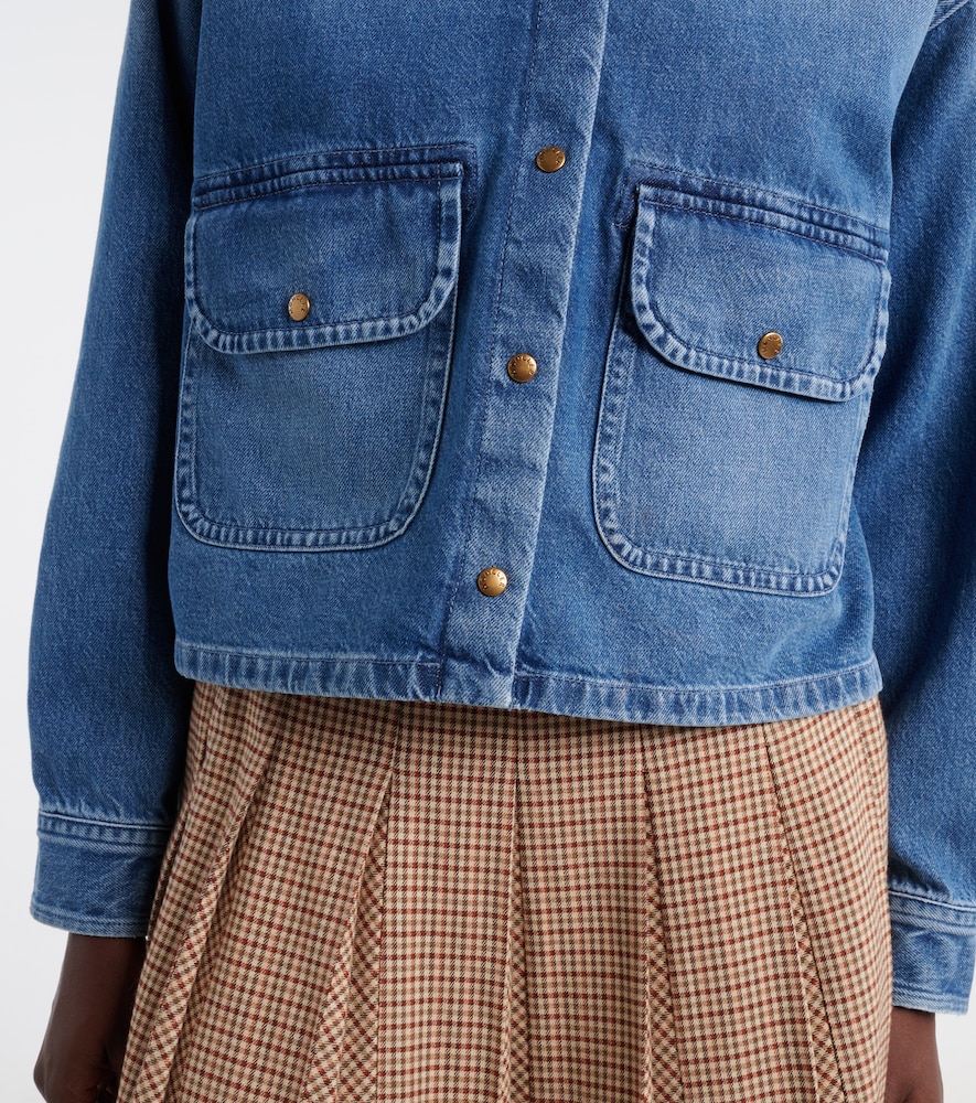  Moncler Moncler Teddy-trimmed Denim Shirt 