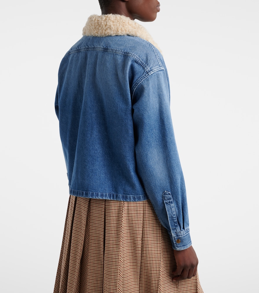  Moncler Moncler Teddy-trimmed Denim Shirt 