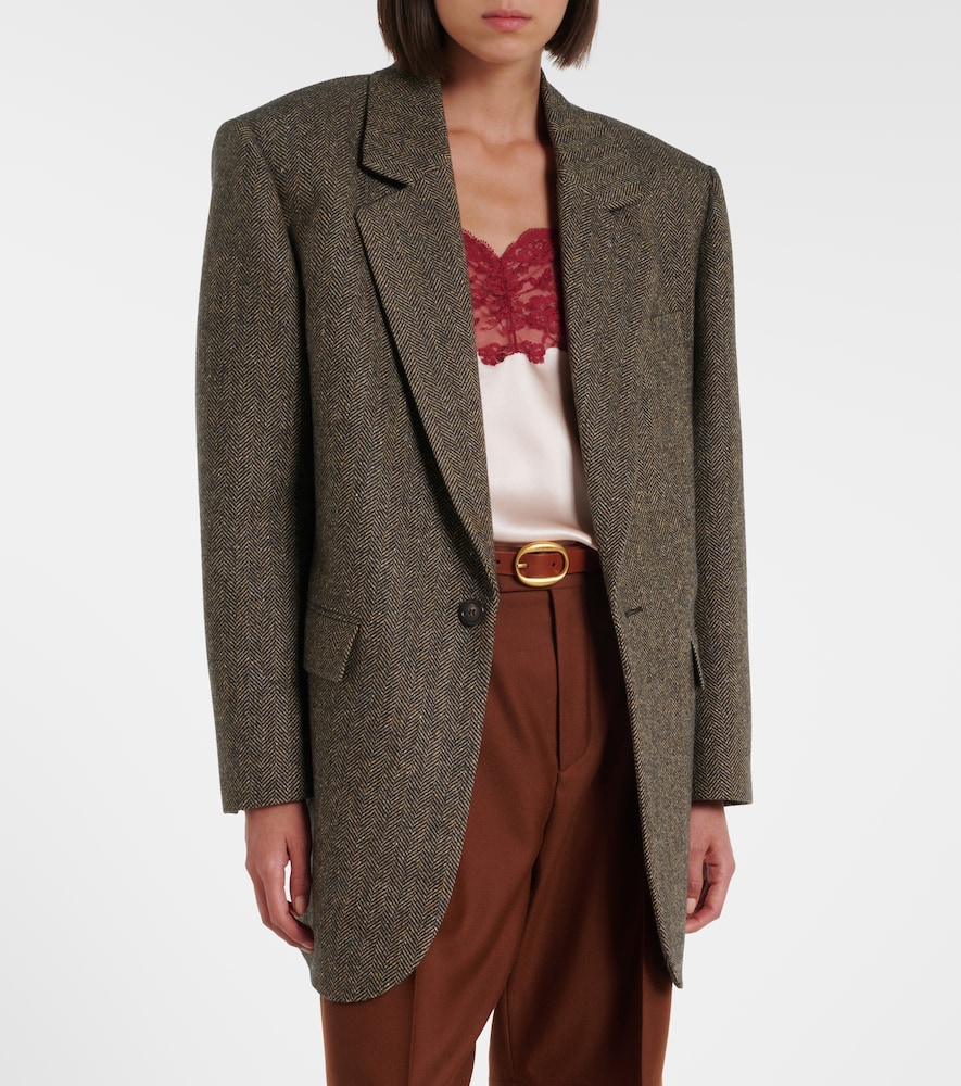  Saint Laurent Saint Laurent Herringbone Wool-blend Blazer 