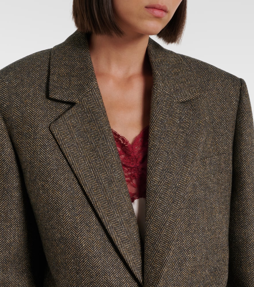  Saint Laurent Saint Laurent Herringbone Wool-blend Blazer 