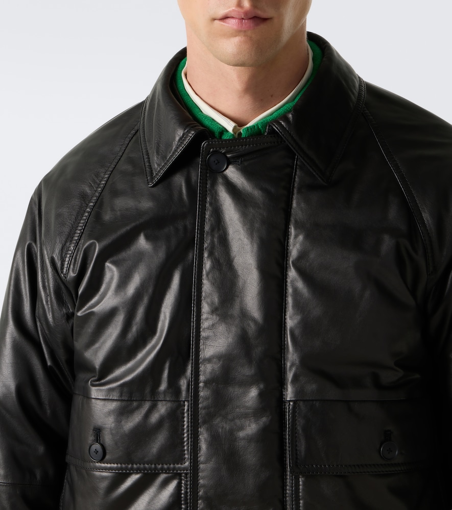 Auralee Leather Down Jacket In Black