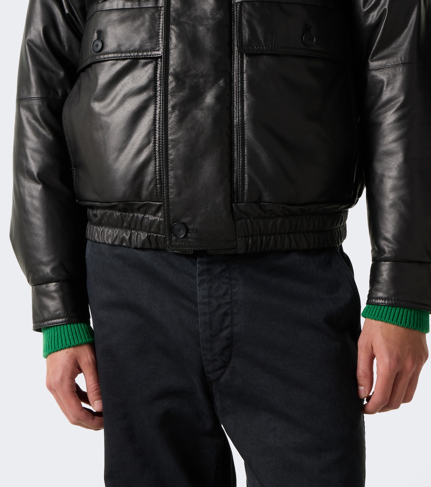Auralee Leather Down Jacket In Black