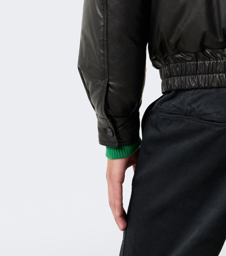 Auralee Leather Down Jacket In Black