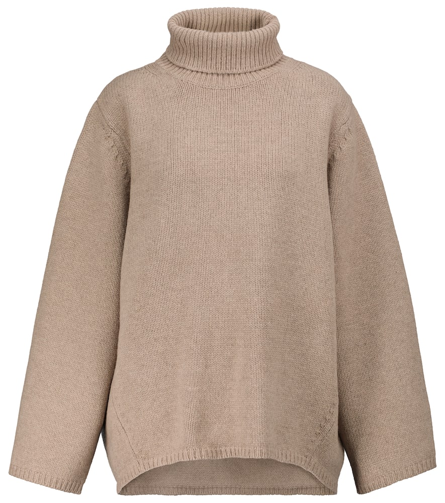 Totême Wool And Cashmere Turtleneck Sweater In Beige
