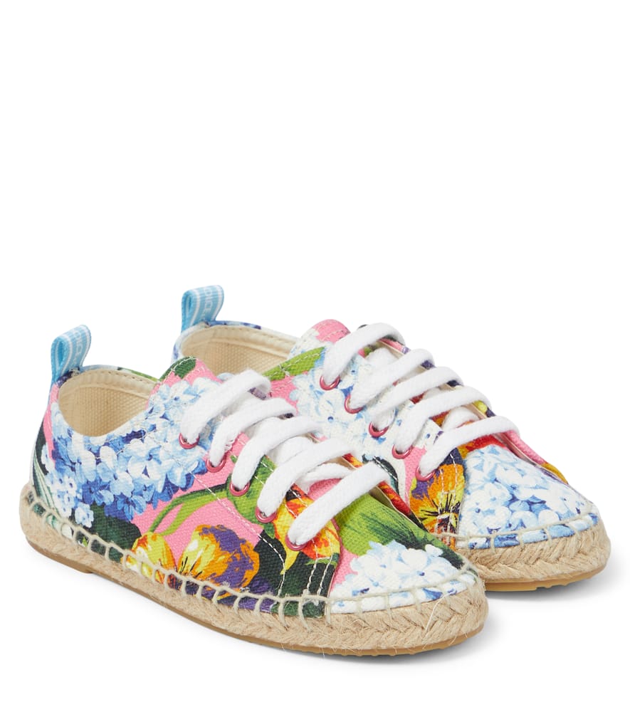 Dolce & Gabbana Kids Floral lace-up canvas espadrillas