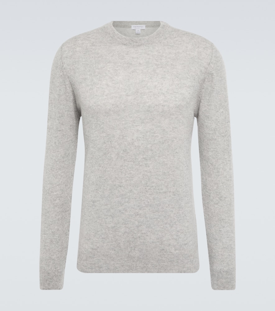 Shop Sunspel Cashmere Sweater In Grey Melange