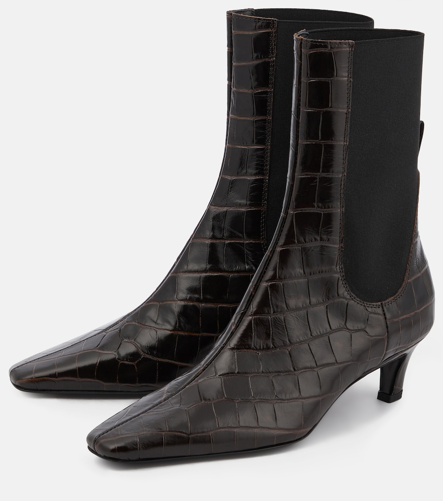 Croc-Effect Ankle Boots