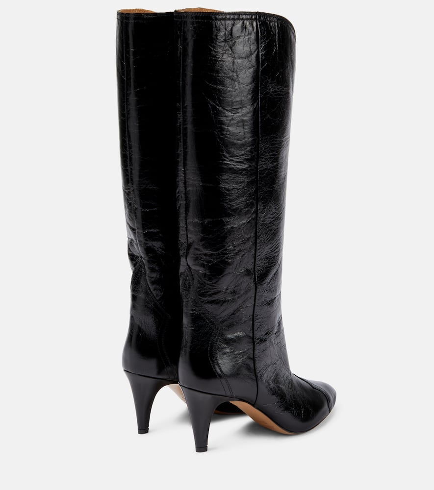 Shop Isabel Marant Lestany Leather Knee-high Boots In Black