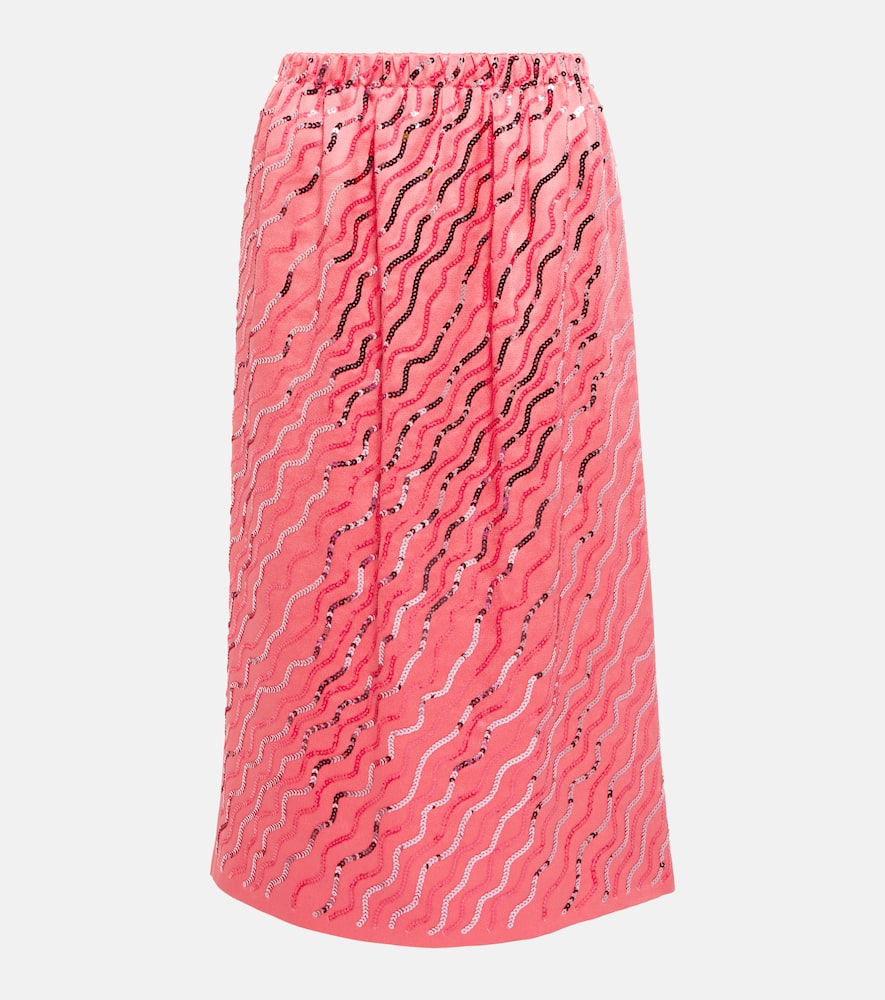 Shop Marni Sequined Midi Skirt In Pink Candy