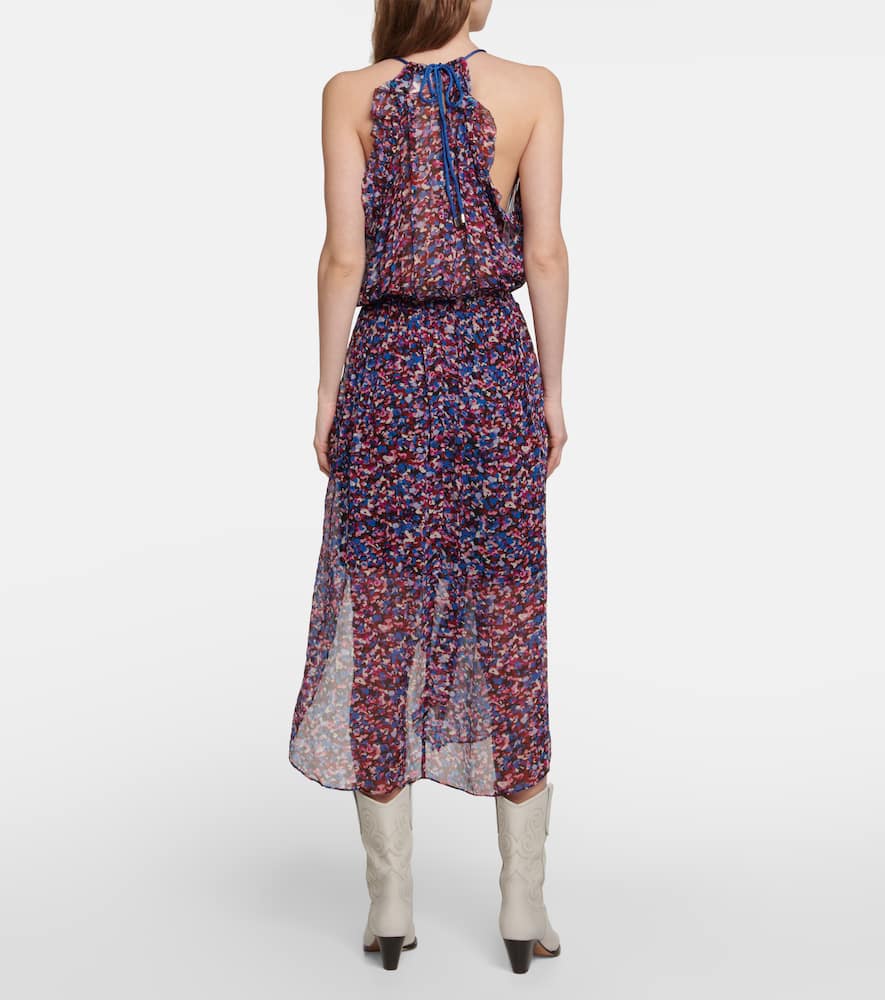 Shop Isabel Marant Étoile Fadelo Printed Chiffon Maxi Dress In Pink /blue