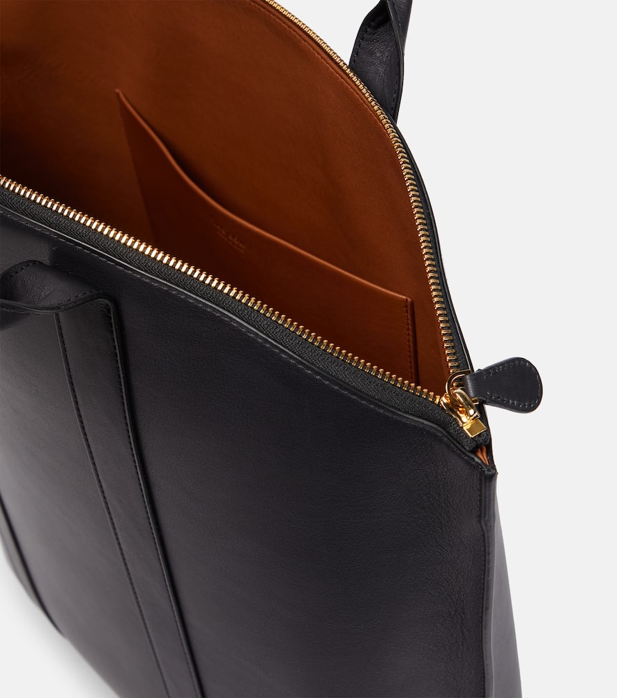 The Row Dante Leather Tote In Black Shg
