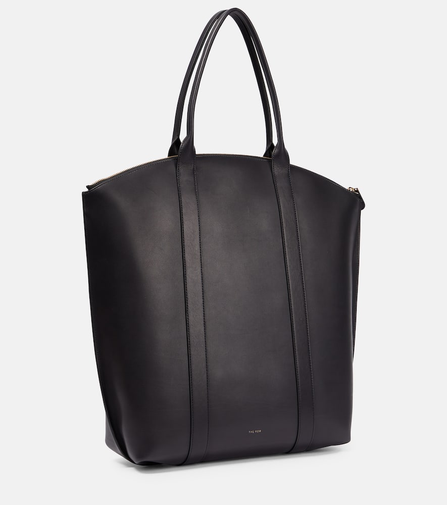 The Row Dante Leather Tote In Black Shg