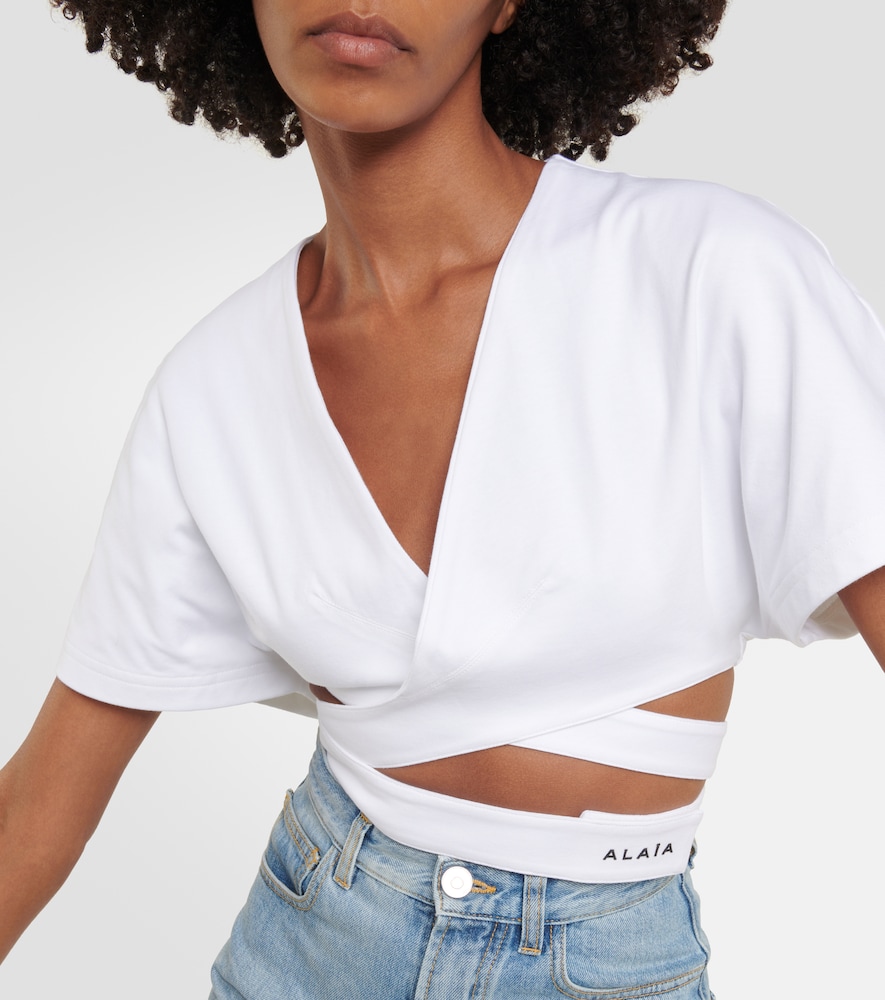  Alaia Alaia Logo Cotton Jersey Crop Top 