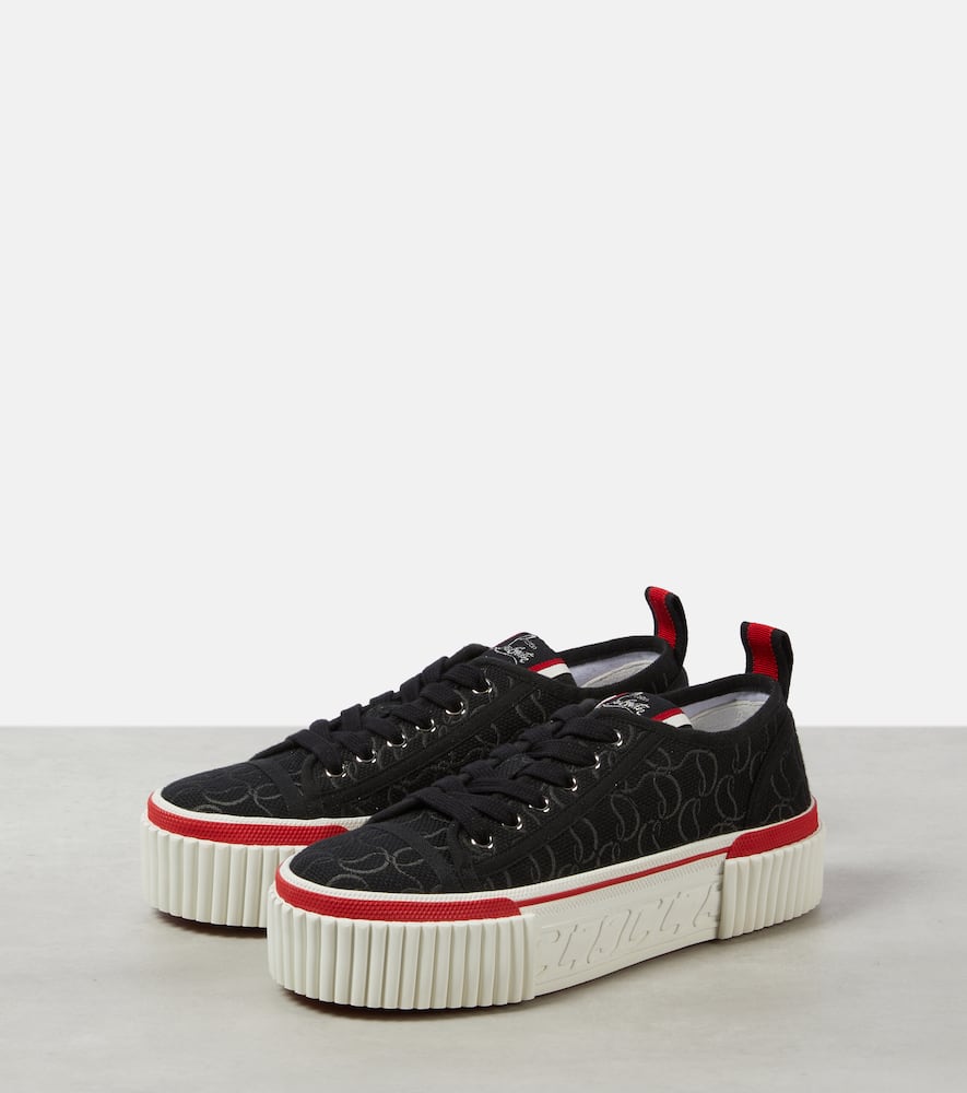 Christian Louboutin Low Top Sneakers Flatform Sole In Black