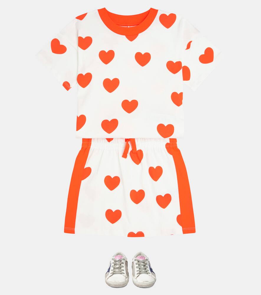 Shop Mini Rodini Hearts Cotton Skirt In Red