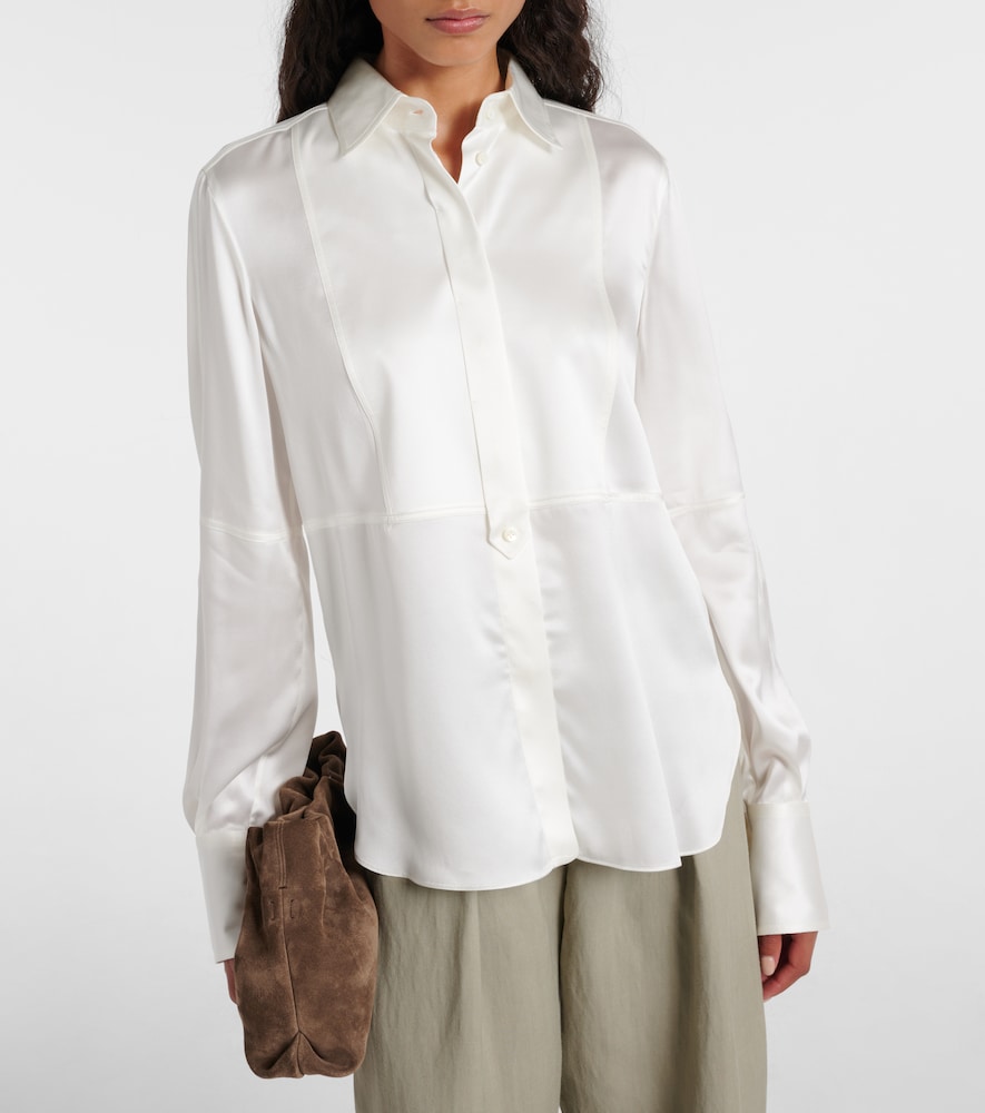  Brunello Cucinelli Brunello Cucinelli Silk-blend Satin Blouse 