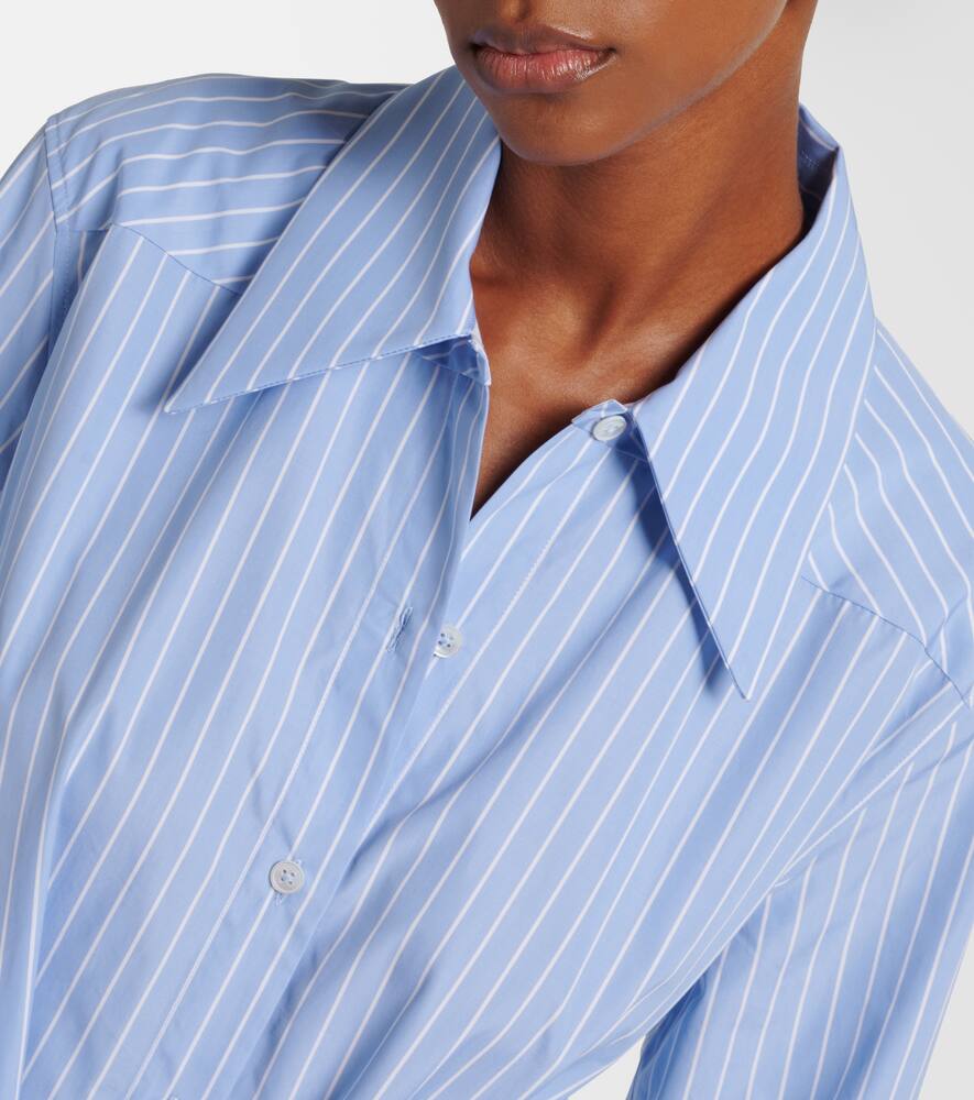 Jil Sander Bow-detailed Striped Cotton-poplin Midi Shirt Dress In Blau
