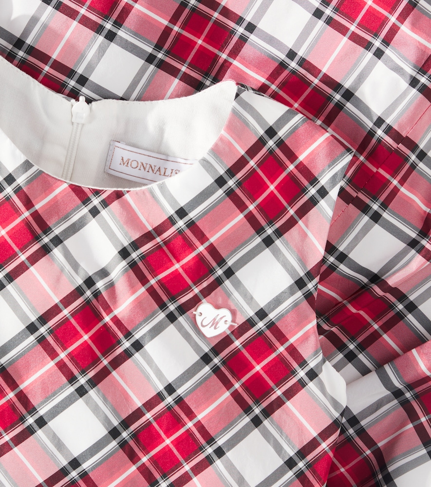 Monnalisa Tartan Gathered Dress In Rot