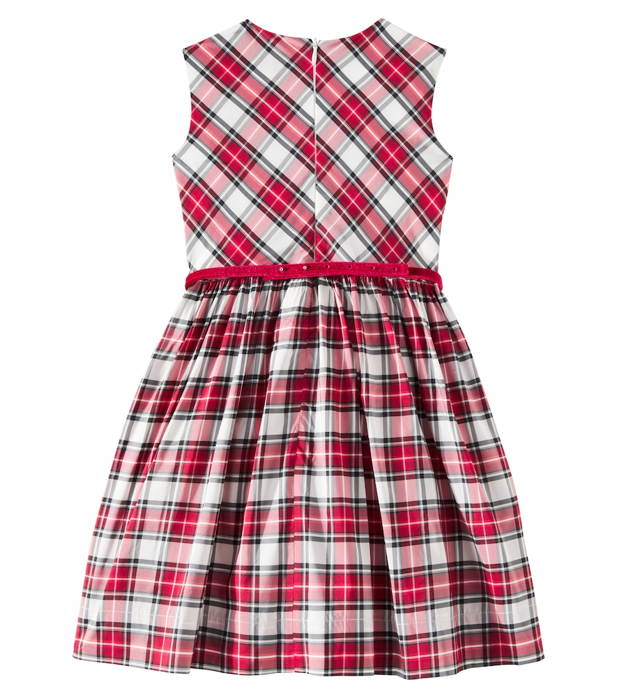 Monnalisa Tartan Gathered Dress In Rot