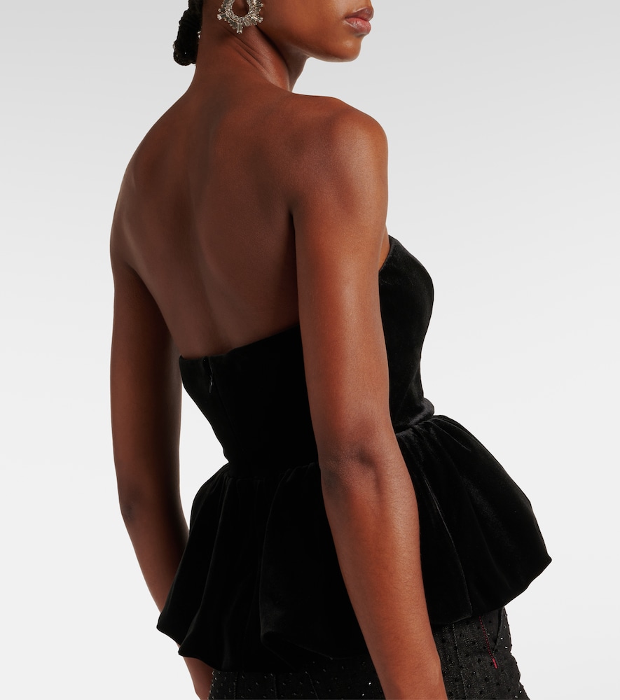 Cutout Peplum Velvet Bandeau Top