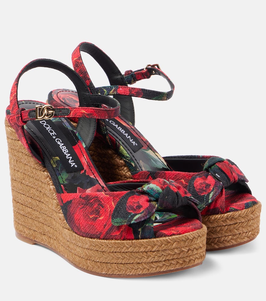 Floral canvas espadrille wedges