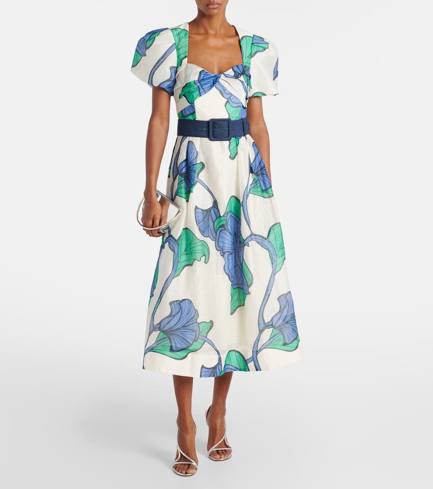 Rebecca Vallance Blue Ivy floral linen and silk midi dress